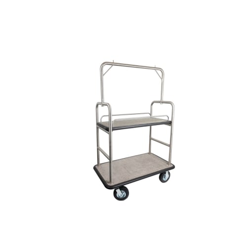 Hospitality 1 Source Dual Deck Bellmans Cart, Brushed Stainless Steel
